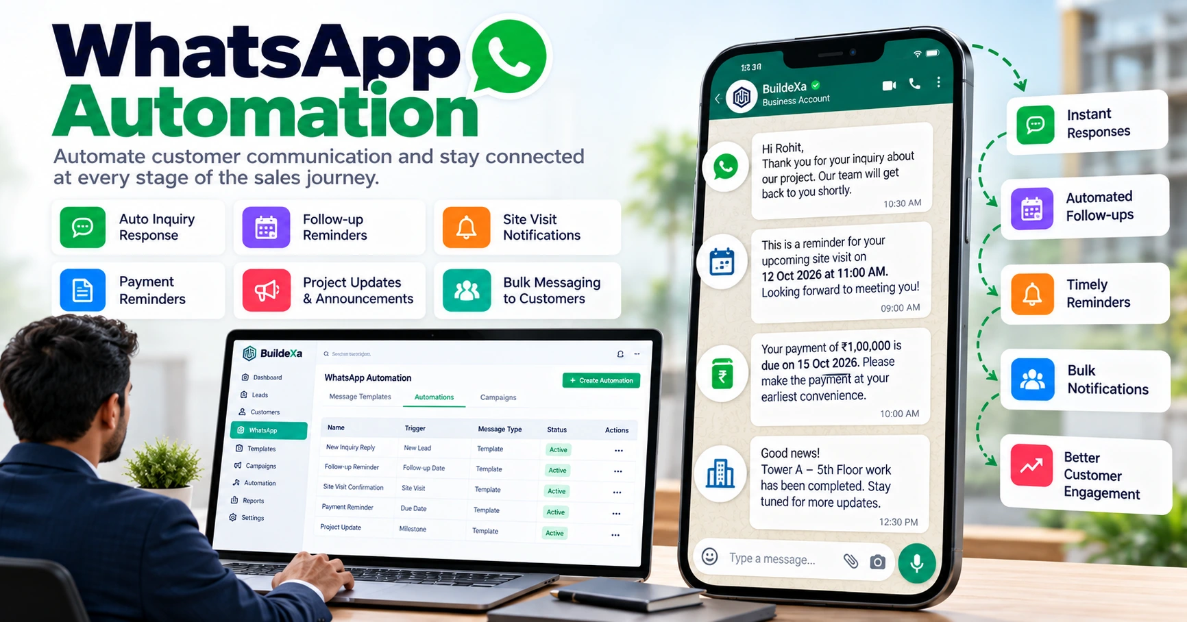 WhatsApp bulk messaging and customer communication for real estate businesses