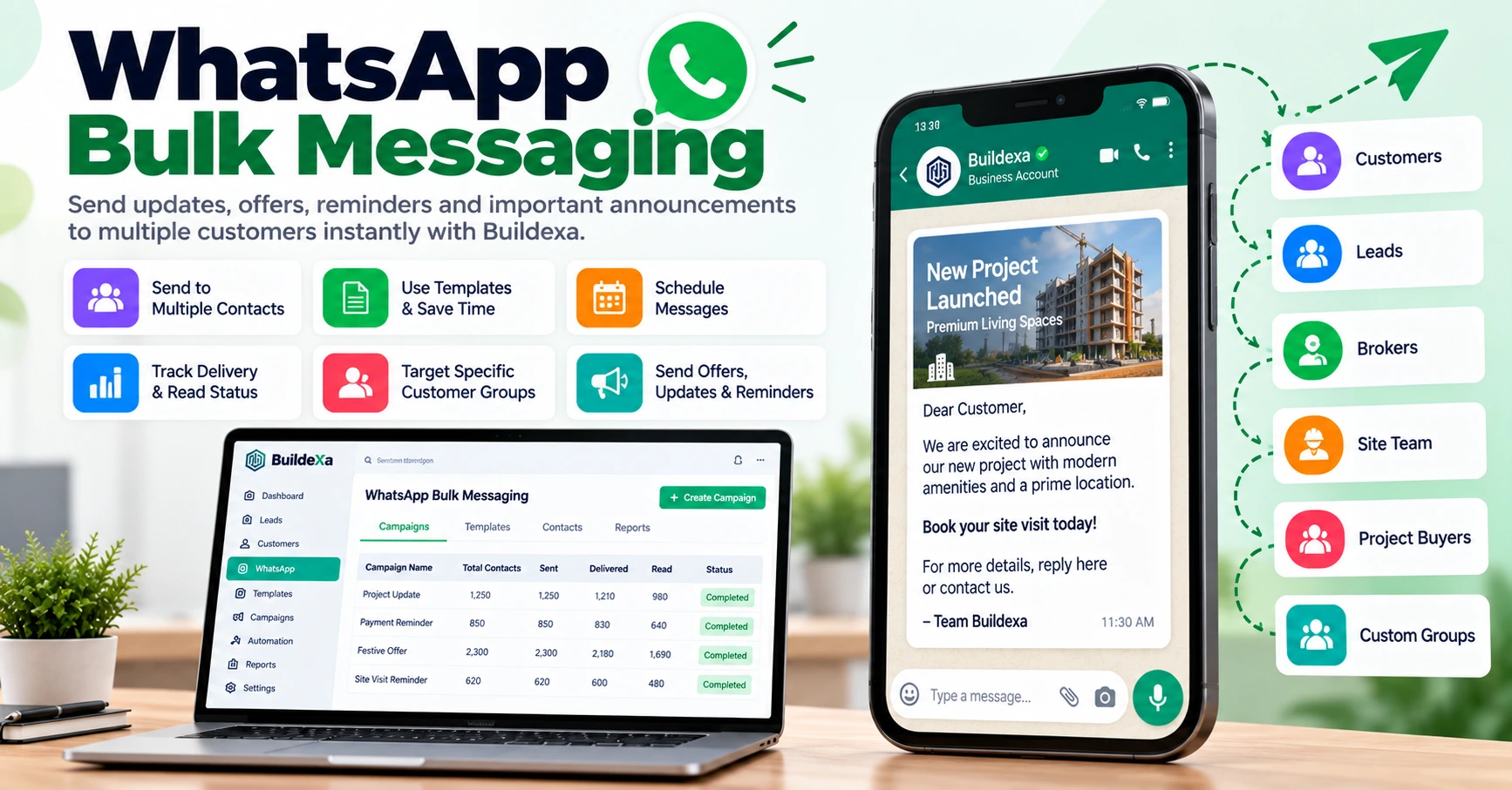 WhatsApp bulk messaging and customer communication for real estate businesses